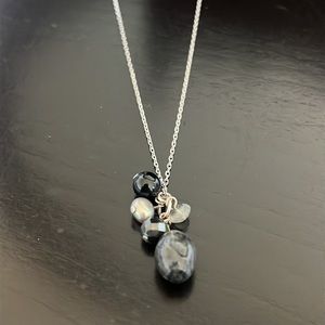 NWOT Sterling silver, 925 chain from Italy with stone cluster pendant